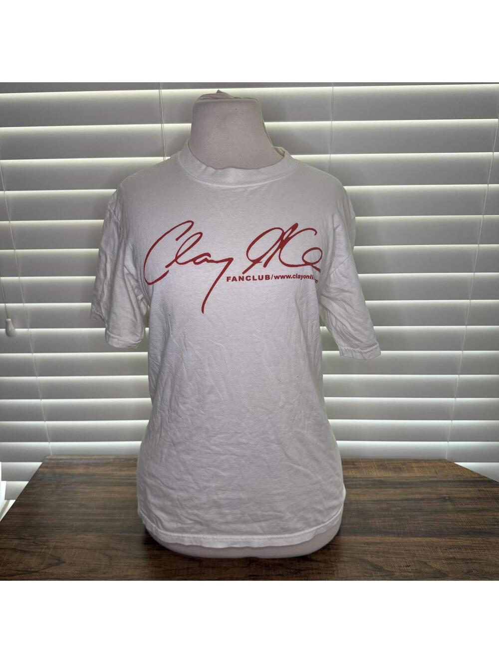 Vintage Clay Aiken Fanclub White Graphic T-Shirt Small